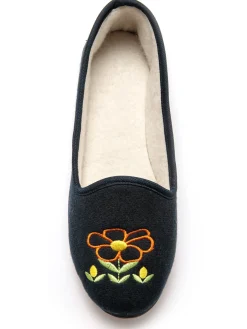 Femme Pédiconfort Ballerines brodées fleur largeur confort