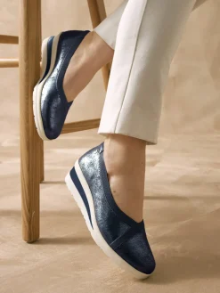 Femme Pédiconfort Ballerines compensées pourtour élastiqué