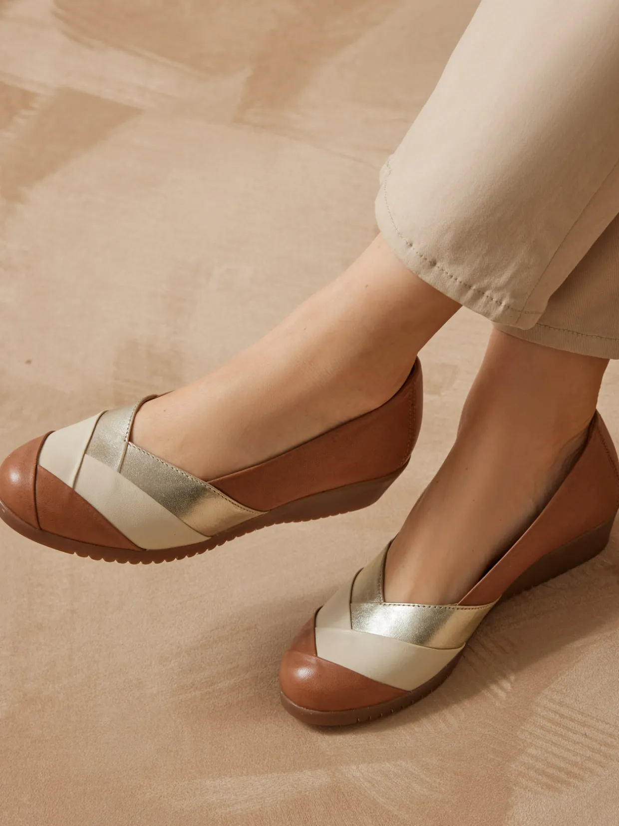 Femme Pédiconfort Ballerines cuir tricolore