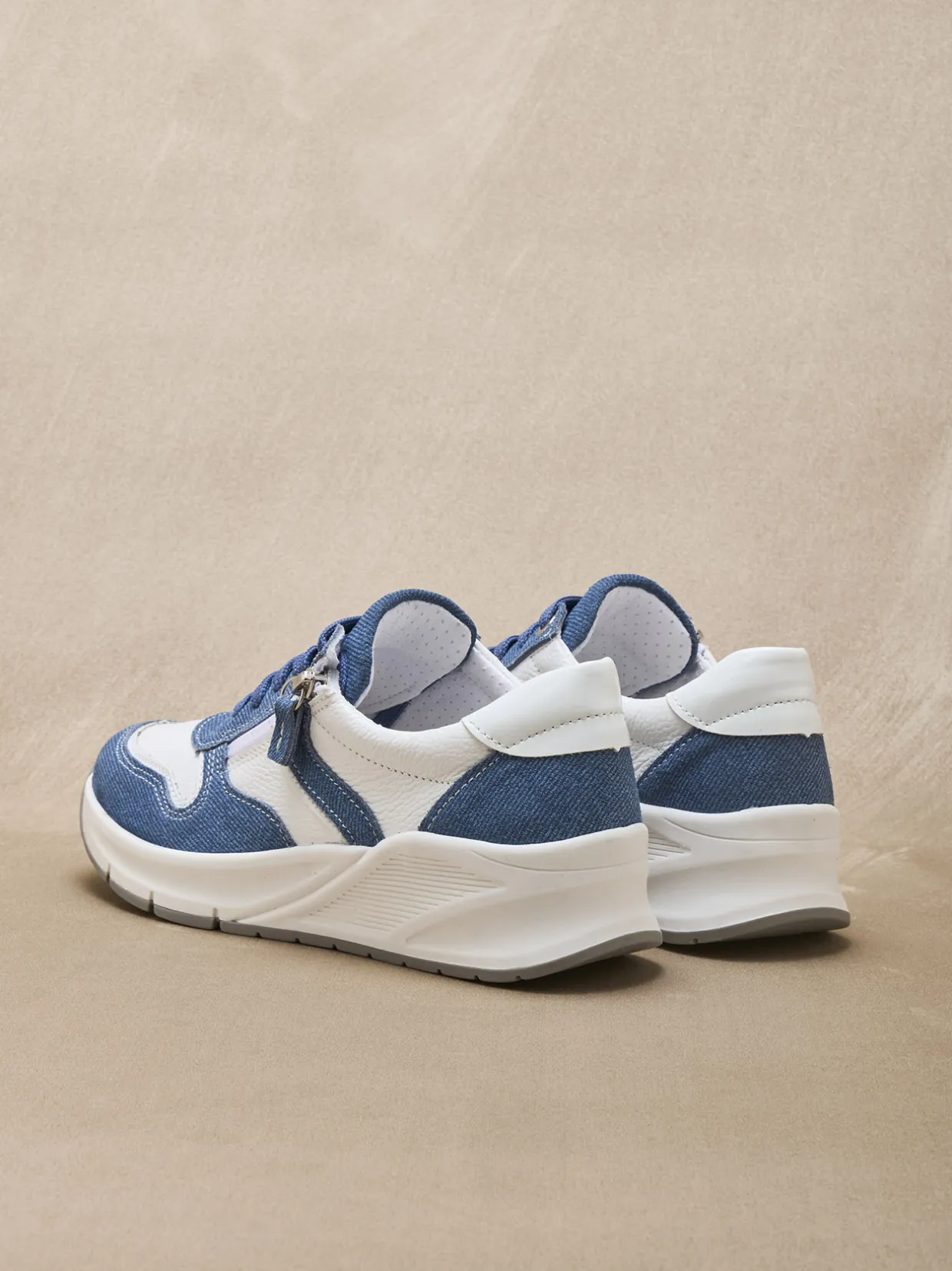 Femme Pédiconfort Baskets bicolores avec zip côté