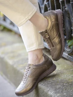 Femme Pédiconfort Baskets cuir à aérosemelle amovible