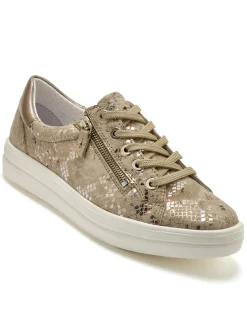 Femme Pédiconfort Baskets cuir avec zip et lacets