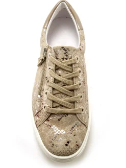 Femme Pédiconfort Baskets cuir avec zip et lacets