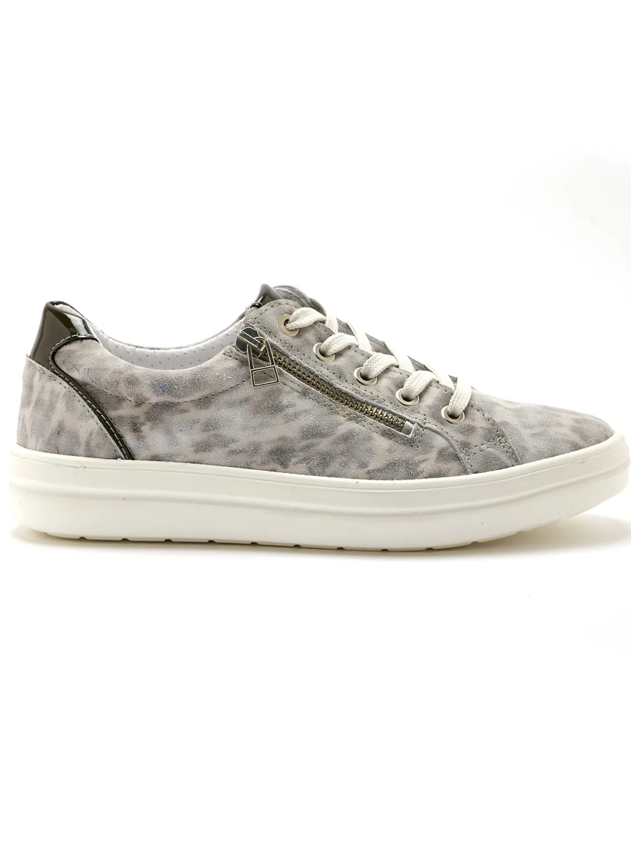 Femme Pédiconfort Baskets cuir avec zip et lacets