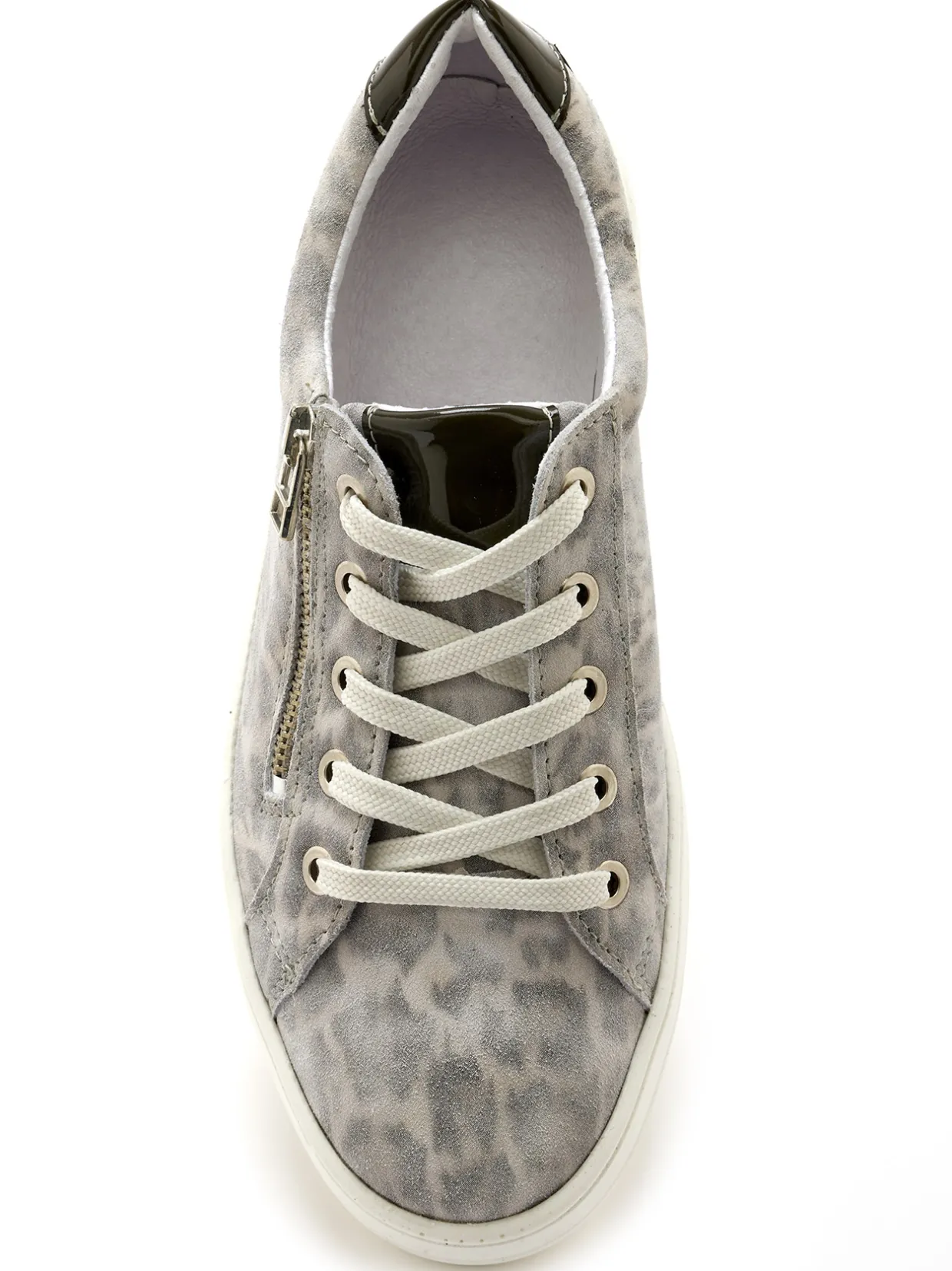 Femme Pédiconfort Baskets cuir avec zip et lacets