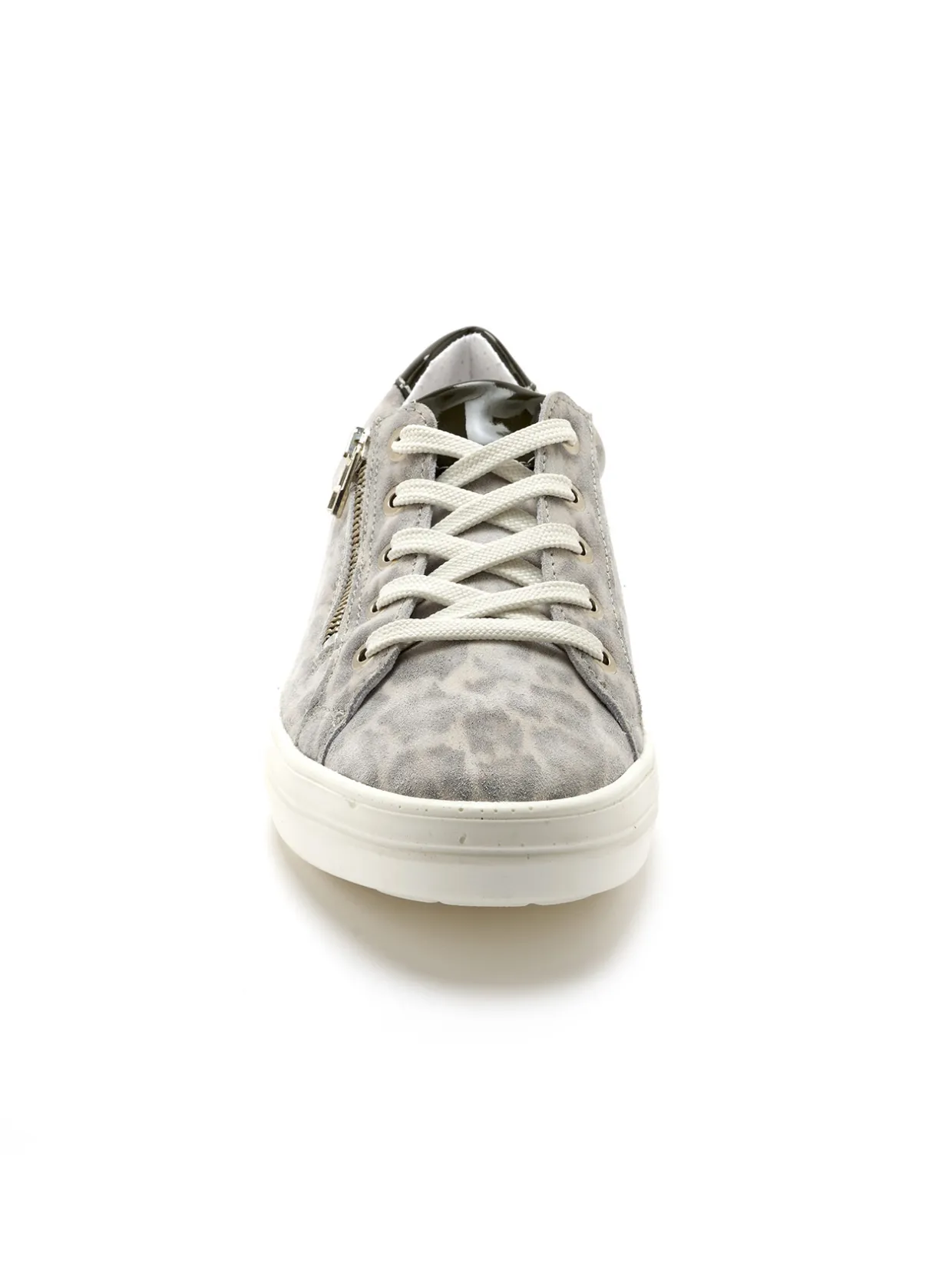 Femme Pédiconfort Baskets cuir avec zip et lacets