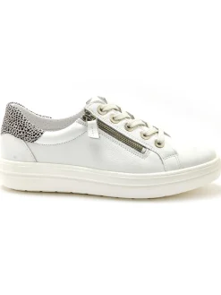 Femme Pédiconfort Baskets cuir avec zip et lacets