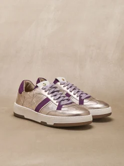 Femme Pédiconfort Baskets cuir effet métallisé