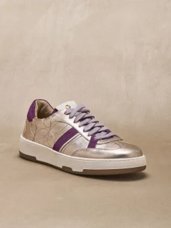 Femme Pédiconfort Baskets cuir effet métallisé