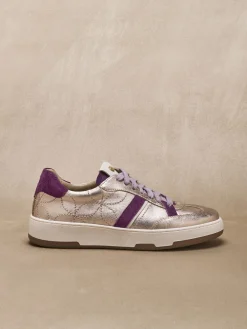 Femme Pédiconfort Baskets cuir effet métallisé