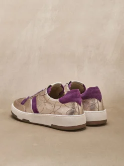 Femme Pédiconfort Baskets cuir effet métallisé