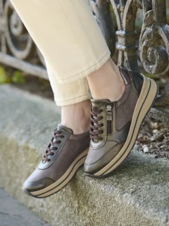 Femme Pédiconfort Baskets zip et lacets semelle amovible