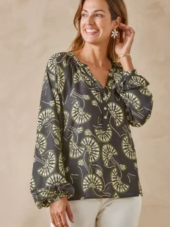 Femme Daxon Blouse à fronces manches longues