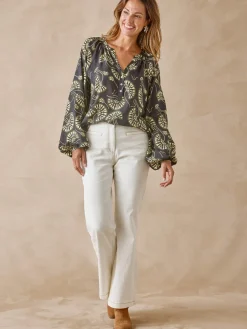 Femme Daxon Blouse à fronces manches longues