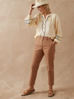 Femme Daxon Blouse brodée avec lin