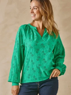 Femme Daxon Blouse en brooderie anglaise