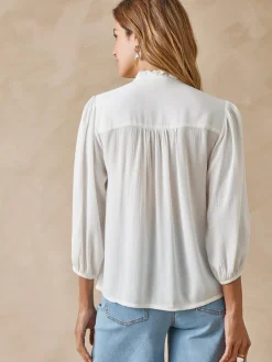 Femme Daxon Blouse en crêpe avec macramé
