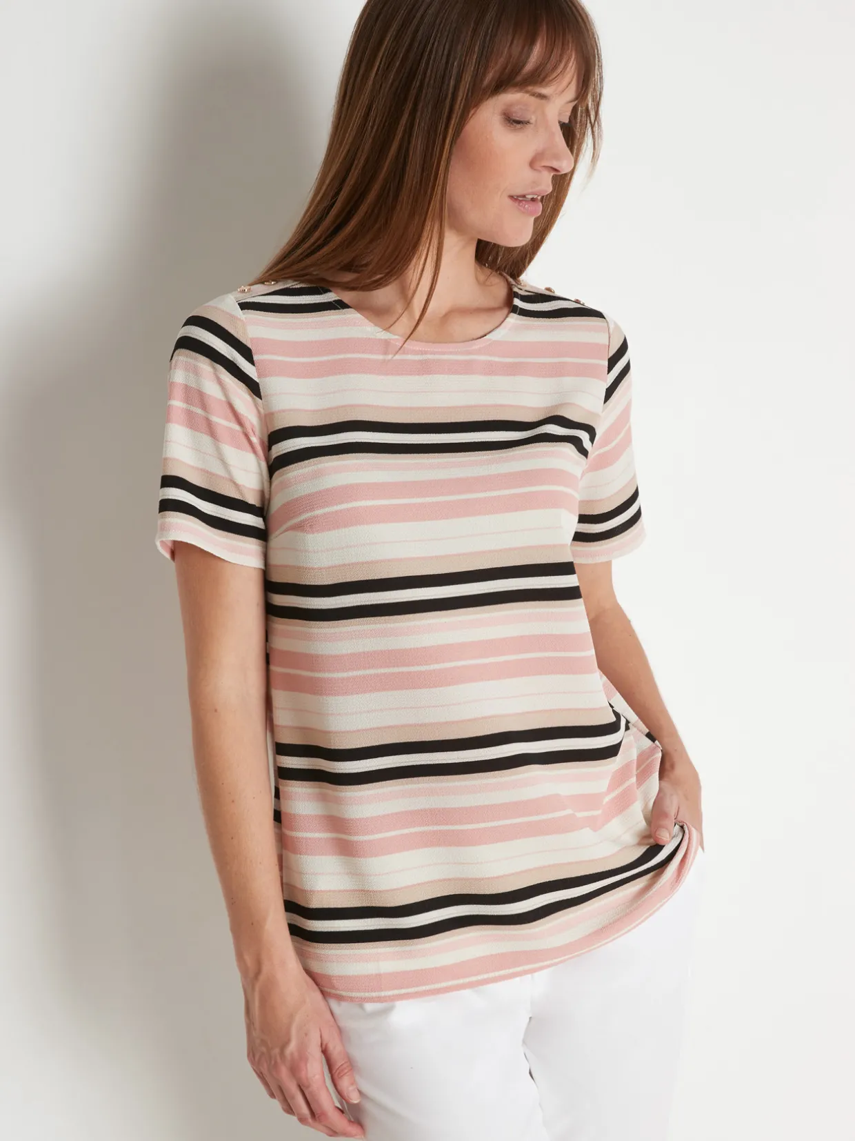 Femme Daxon Blouse en crêpe encolure ronde