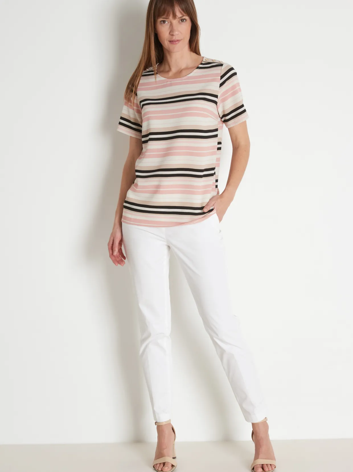 Femme Daxon Blouse en crêpe encolure ronde