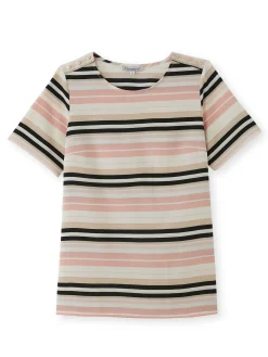 Femme Daxon Blouse en crêpe encolure ronde