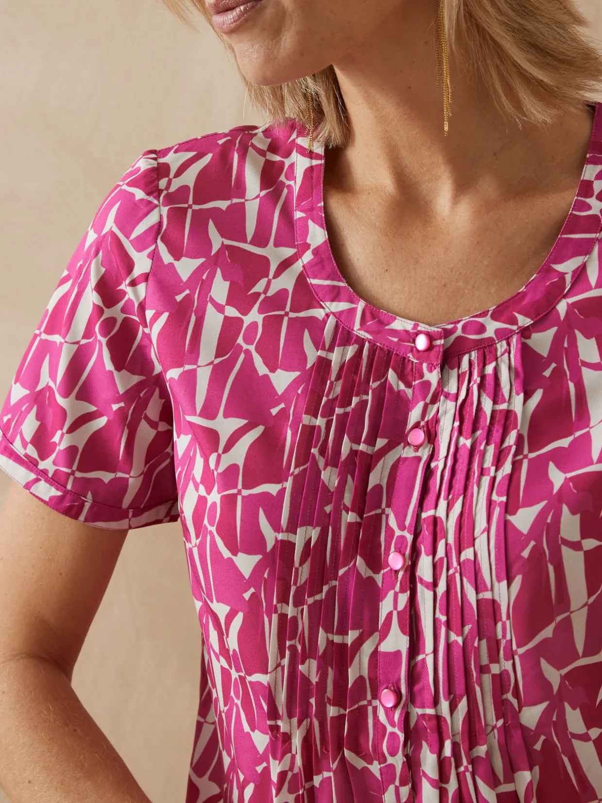 Femme Daxon Blouse en microfibre manches courtes