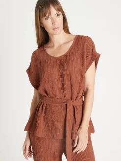 Femme Daxon Blouse en seersucker