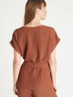 Femme Daxon Blouse en seersucker