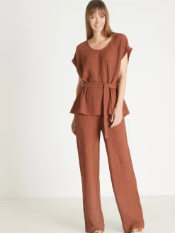 Femme Daxon Blouse en seersucker