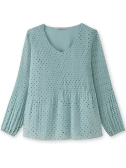 Femme Daxon Blouse en voile au plissé permanent