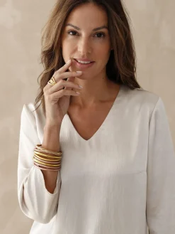 Femme Daxon Blouse manches 3/4 effet satiné