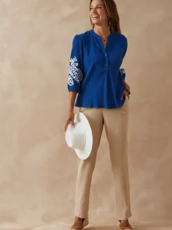 Femme Daxon Blouse manches brodées