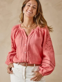 Femme Daxon Blouse manches brodées