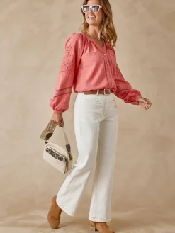 Femme Daxon Blouse manches brodées