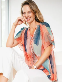 Femme Daxon Blouse vaporeuse manches papillon