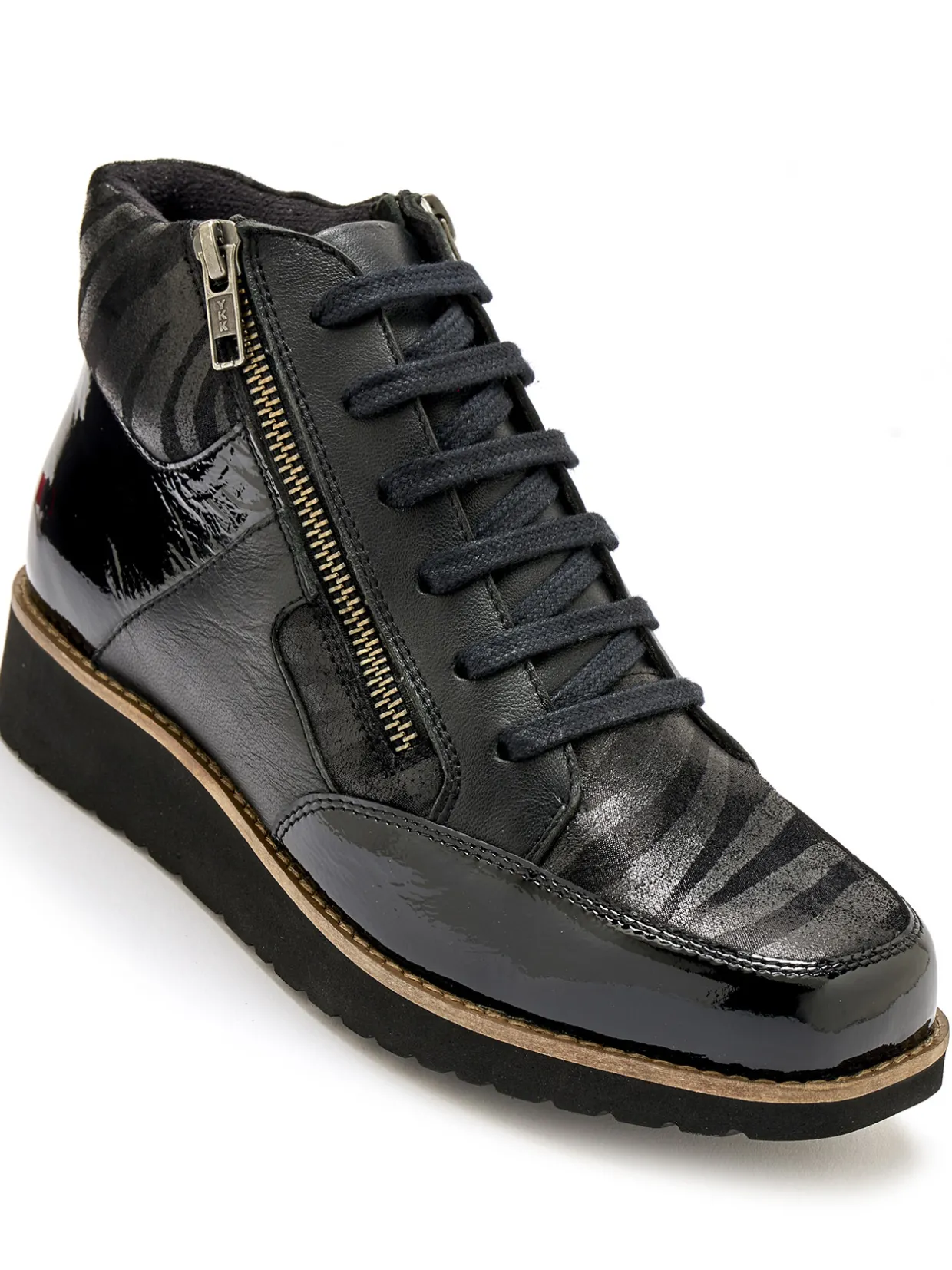 Femme Pédiconfort Boots à lacets cuir doublées suédine