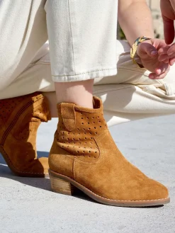 Femme Pédiconfort Boots ajourées cuir velours