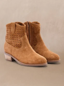 Femme Pédiconfort Boots ajourées cuir velours