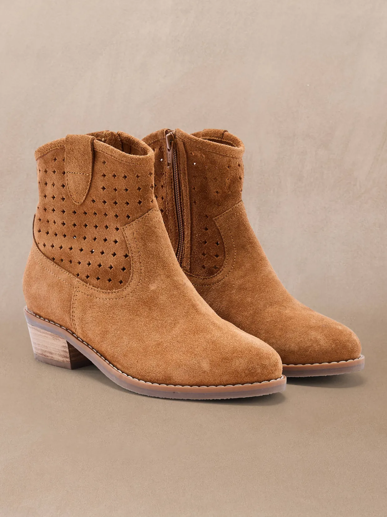 Femme Pédiconfort Boots ajourées cuir velours