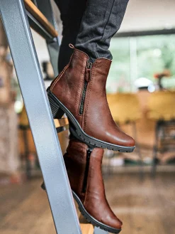 Femme Pédiconfort Boots dessus cuir largeur confort