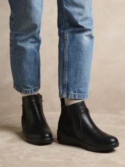 Femme Pédiconfort Boots fourrées compensées double zip