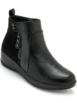 Femme Pédiconfort Boots fourrées compensées double zip