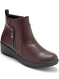 Femme Pédiconfort Boots fourrées compensées double zip