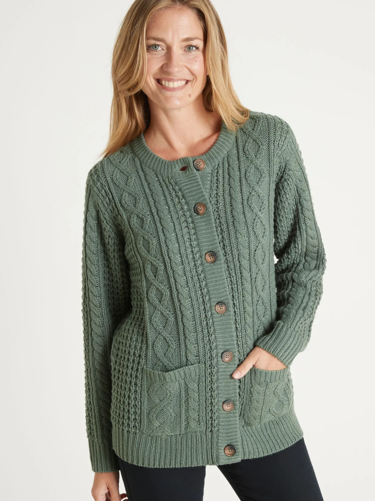 Femme Daxon Cardigan torsadé col rond