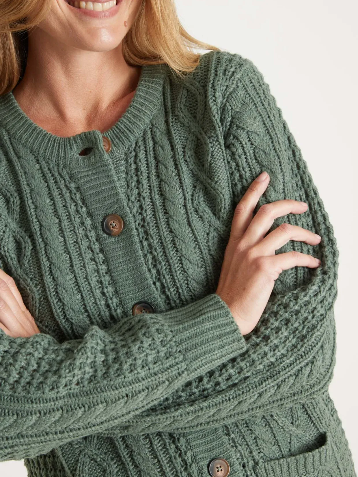 Femme Daxon Cardigan torsadé col rond