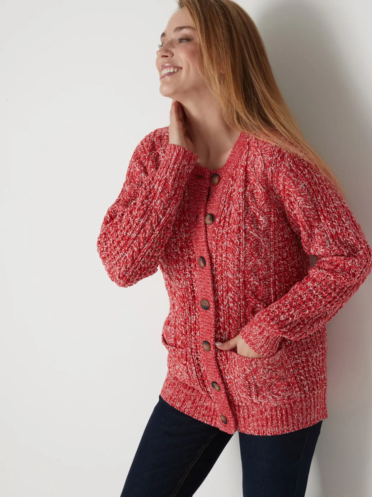 Femme Daxon Cardigan torsadé col rond