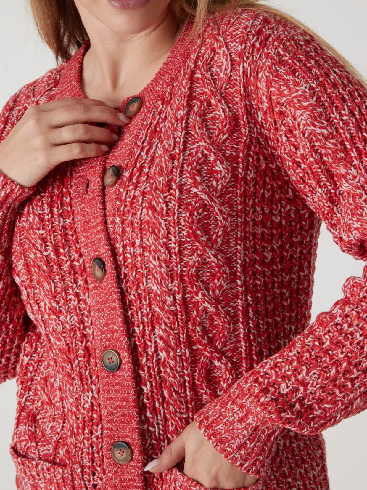 Femme Daxon Cardigan torsadé col rond