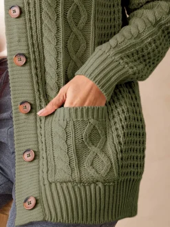 Femme Daxon Cardigan torsadé col rond