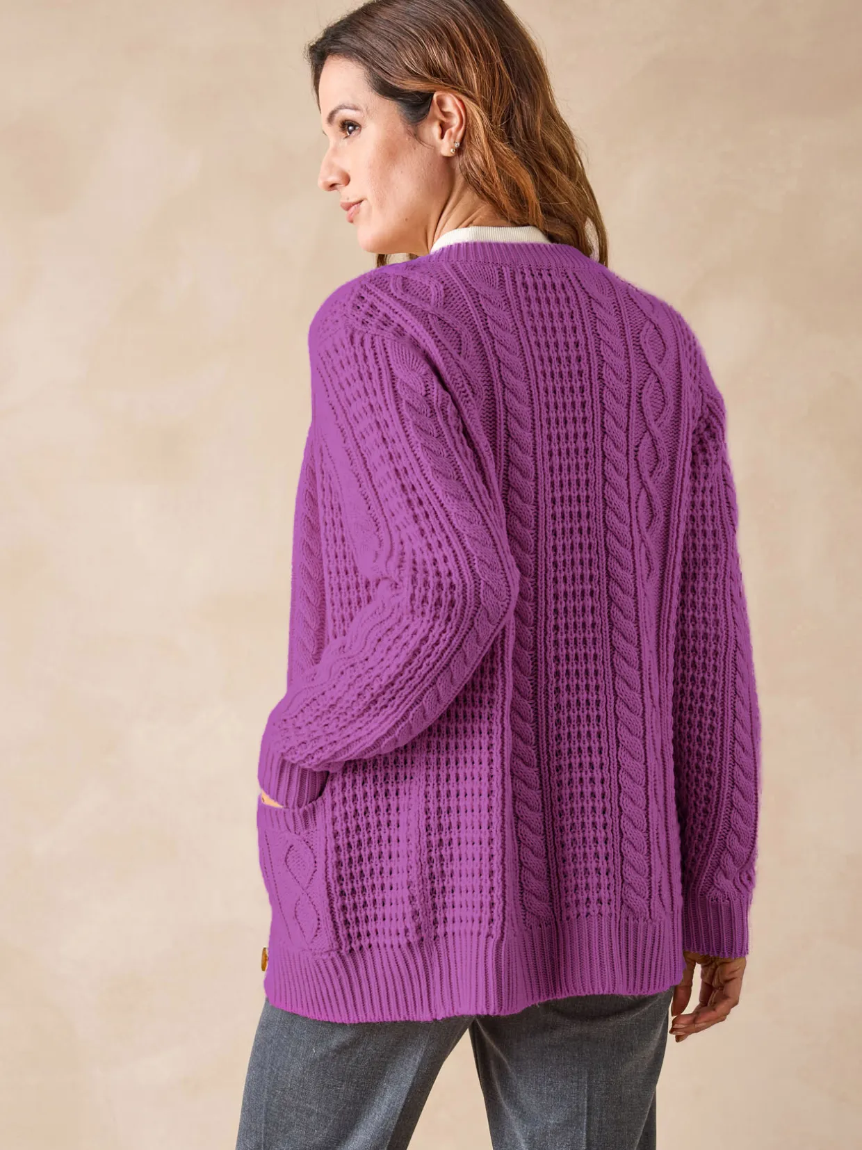 Femme Daxon Cardigan torsadé col rond