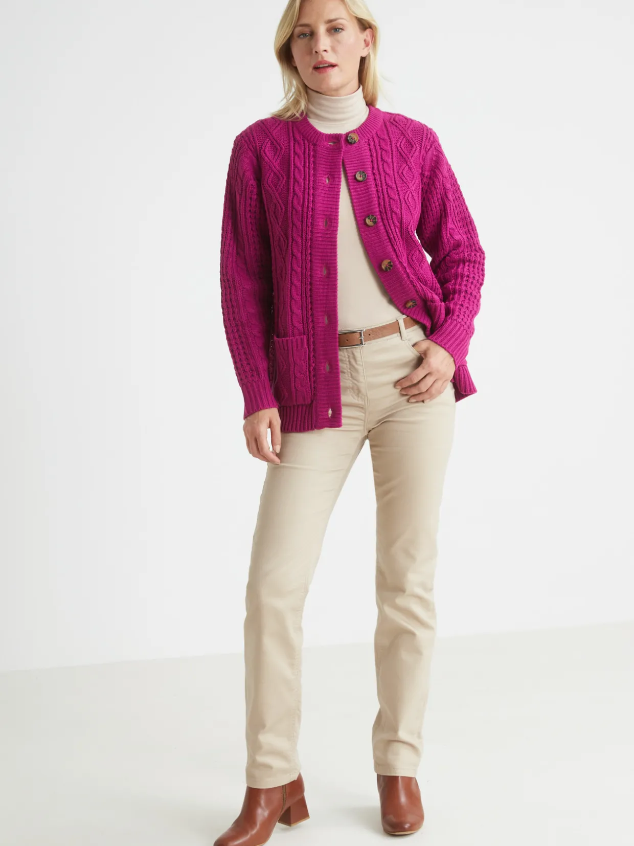 Femme Daxon Cardigan torsadé col rond