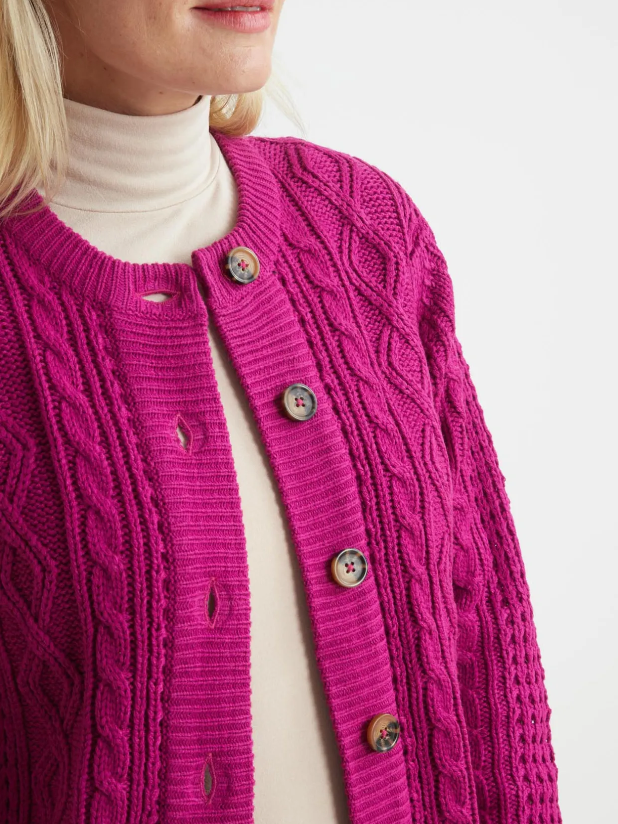 Femme Daxon Cardigan torsadé col rond